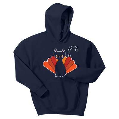 Funny Cute Thanksgiving Cat Turkey Kids Hoodie