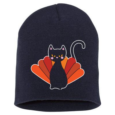 Funny Cute Thanksgiving Cat Turkey Short Acrylic Beanie