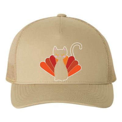 Funny Cute Thanksgiving Cat Turkey Yupoong Adult 5-Panel Trucker Hat