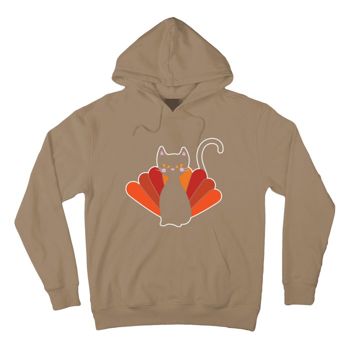 Funny Cute Thanksgiving Cat Turkey Hoodie