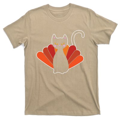 Funny Cute Thanksgiving Cat Turkey T-Shirt