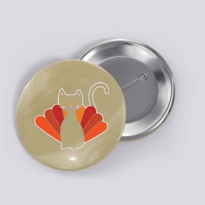 Funny Cute Thanksgiving Cat Turkey Button