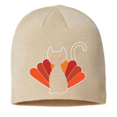 Funny Cute Thanksgiving Cat Turkey Sustainable Beanie