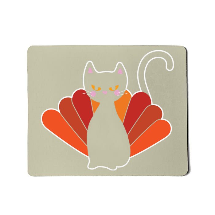 Funny Cute Thanksgiving Cat Turkey Mousepad