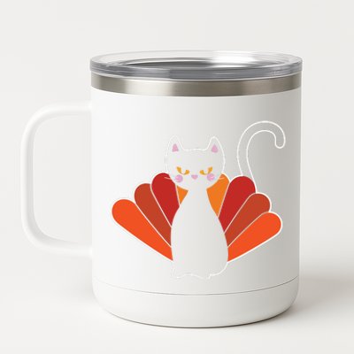 Funny Cute Thanksgiving Cat Turkey 12 oz Stainless Steel Tumbler Cup