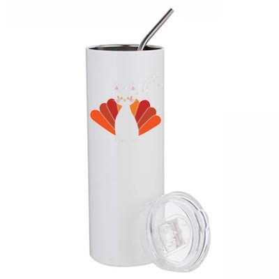 Funny Cute Thanksgiving Cat Turkey Stainless Steel Tumbler