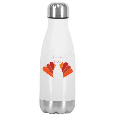 Funny Cute Thanksgiving Cat Turkey Stainless Steel Insulated Water Bottle