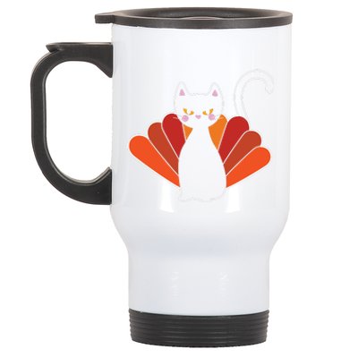 Funny Cute Thanksgiving Cat Turkey Stainless Steel Travel Mug