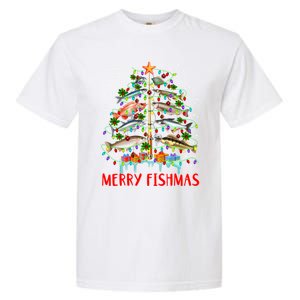 Funny Christmas Tree Lights Fish Fishing Rod Merry Fishmas Garment-Dyed Heavyweight T-Shirt