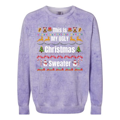 Funny Christmas This Is My Ugly Christmas Sweater Funny Xmas Colorblast Crewneck Sweatshirt