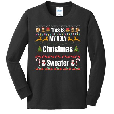 Funny Christmas This Is My Ugly Christmas Sweater Funny Xmas Kids Long Sleeve Shirt