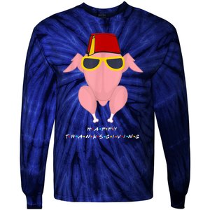 Funny Cute Thanksgiving For Friends Turkey Head Tie-Dye Long Sleeve Shirt