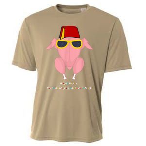 Funny Cute Thanksgiving For Friends Turkey Head Cooling Performance Crew T-Shirt