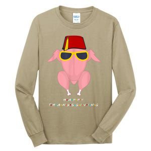 Funny Cute Thanksgiving For Friends Turkey Head Tall Long Sleeve T-Shirt