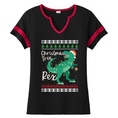 Funny Christmas Tree Rex Tgiftrex Santa Hat Dinosaur Ugly Xmas Cute Gift Ladies Halftime Notch Neck Tee