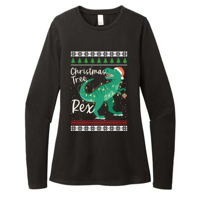 Funny Christmas Tree Rex Tgiftrex Santa Hat Dinosaur Ugly Xmas Cute Gift Womens CVC Long Sleeve Shirt