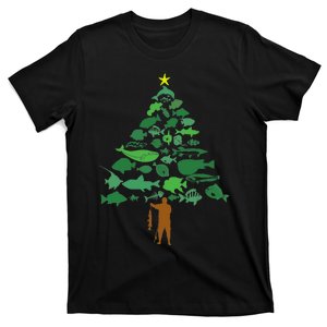 Fish Christmas Tree Merry Fishmas Funny Christmas Fisherman T-Shirt