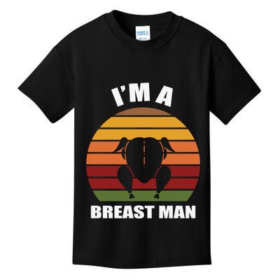 Funny Cute Thanksgiving Day I’m A Breast Man Turkey Kids T-Shirt