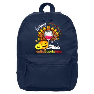 Funny Cute Turkey Happy Hallothankmas Wine Glasses Costume 16 in Basic Backpack