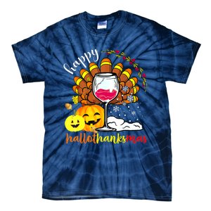 Funny Cute Turkey Happy Hallothankmas Wine Glasses Costume Tie-Dye T-Shirt