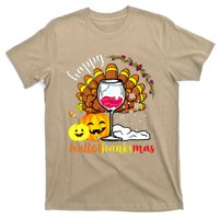 Funny Cute Turkey Happy Hallothankmas Wine Glasses Costume T-Shirt