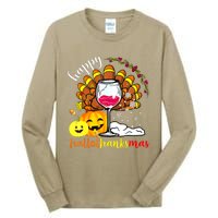 Funny Cute Turkey Happy Hallothankmas Wine Glasses Costume Tall Long Sleeve T-Shirt