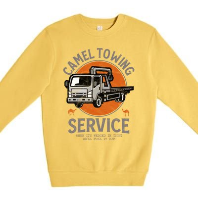 Funny Camel Towing Retro Adult Humor Saying Halloween Cool Gift Premium Crewneck Sweatshirt