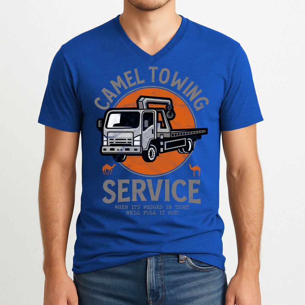 Funny Camel Towing Retro Adult Humor Saying Halloween Cool Gift V-Neck T-Shirt