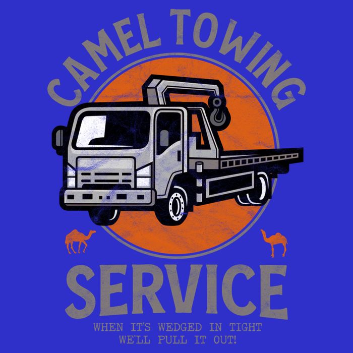 Funny Camel Towing Retro Adult Humor Saying Halloween Cool Gift V-Neck T-Shirt