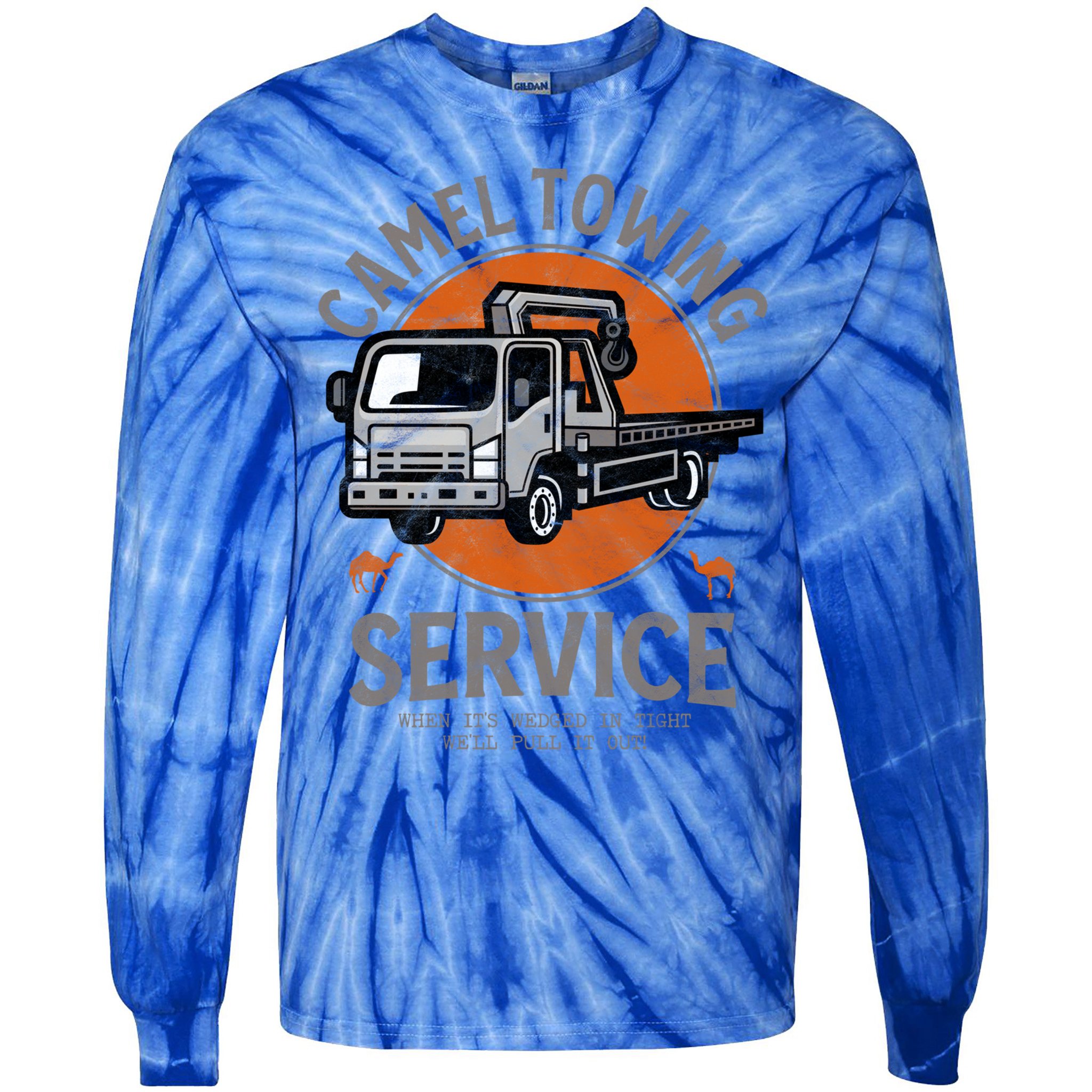 Funny Camel Towing Retro Adult Humor Saying Halloween Cool Gift Tie-Dye Long Sleeve Shirt