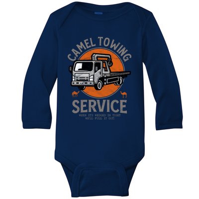 Funny Camel Towing Retro Adult Humor Saying Halloween Cool Gift Baby Long Sleeve Bodysuit