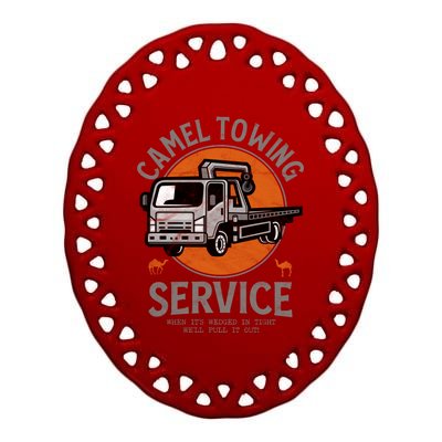 Funny Camel Towing Retro Adult Humor Saying Halloween Cool Gift Ceramic Oval Ornament