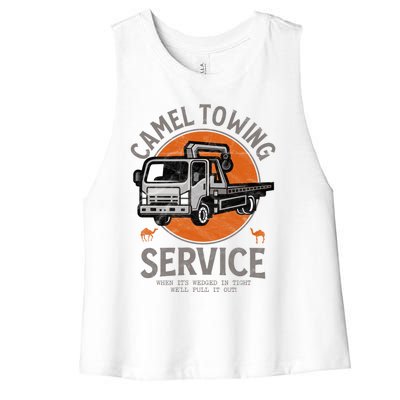 Funny Camel Towing Retro Adult Humor Saying Halloween Cool Gift Women's Racerback Cropped Tank