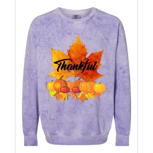 Funny Cute Thankful Autumn Leaves Thanksgiving Fall Colorblast Crewneck Sweatshirt