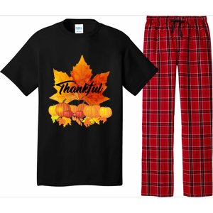 Funny Cute Thankful Autumn Leaves Thanksgiving Fall Pajama Set