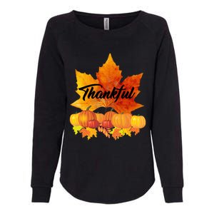 Funny Cute Thankful Autumn Leaves Thanksgiving Fall Womens California Wash Sweatshirt