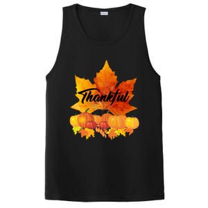 Funny Cute Thankful Autumn Leaves Thanksgiving Fall PosiCharge Competitor Tank