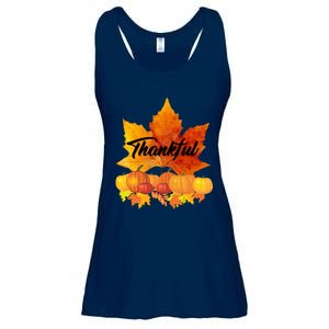 Funny Cute Thankful Autumn Leaves Thanksgiving Fall Ladies Essential Flowy Tank