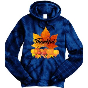 Funny Cute Thankful Autumn Leaves Thanksgiving Fall Tie Dye Hoodie