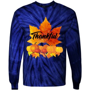 Funny Cute Thankful Autumn Leaves Thanksgiving Fall Tie-Dye Long Sleeve Shirt