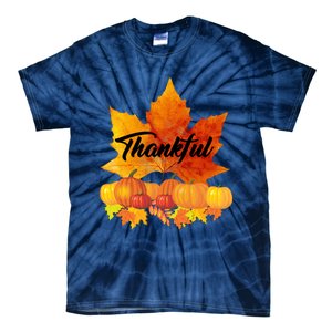 Funny Cute Thankful Autumn Leaves Thanksgiving Fall Tie-Dye T-Shirt