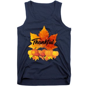 Funny Cute Thankful Autumn Leaves Thanksgiving Fall Tank Top