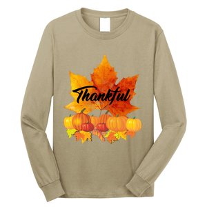 Funny Cute Thankful Autumn Leaves Thanksgiving Fall Long Sleeve Shirt