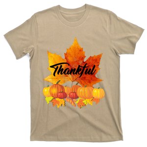 Funny Cute Thankful Autumn Leaves Thanksgiving Fall T-Shirt