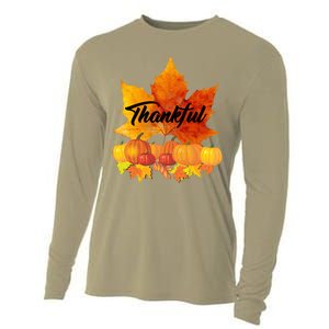 Funny Cute Thankful Autumn Leaves Thanksgiving Fall Cooling Performance Long Sleeve Crew