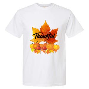 Funny Cute Thankful Autumn Leaves Thanksgiving Fall Garment-Dyed Heavyweight T-Shirt