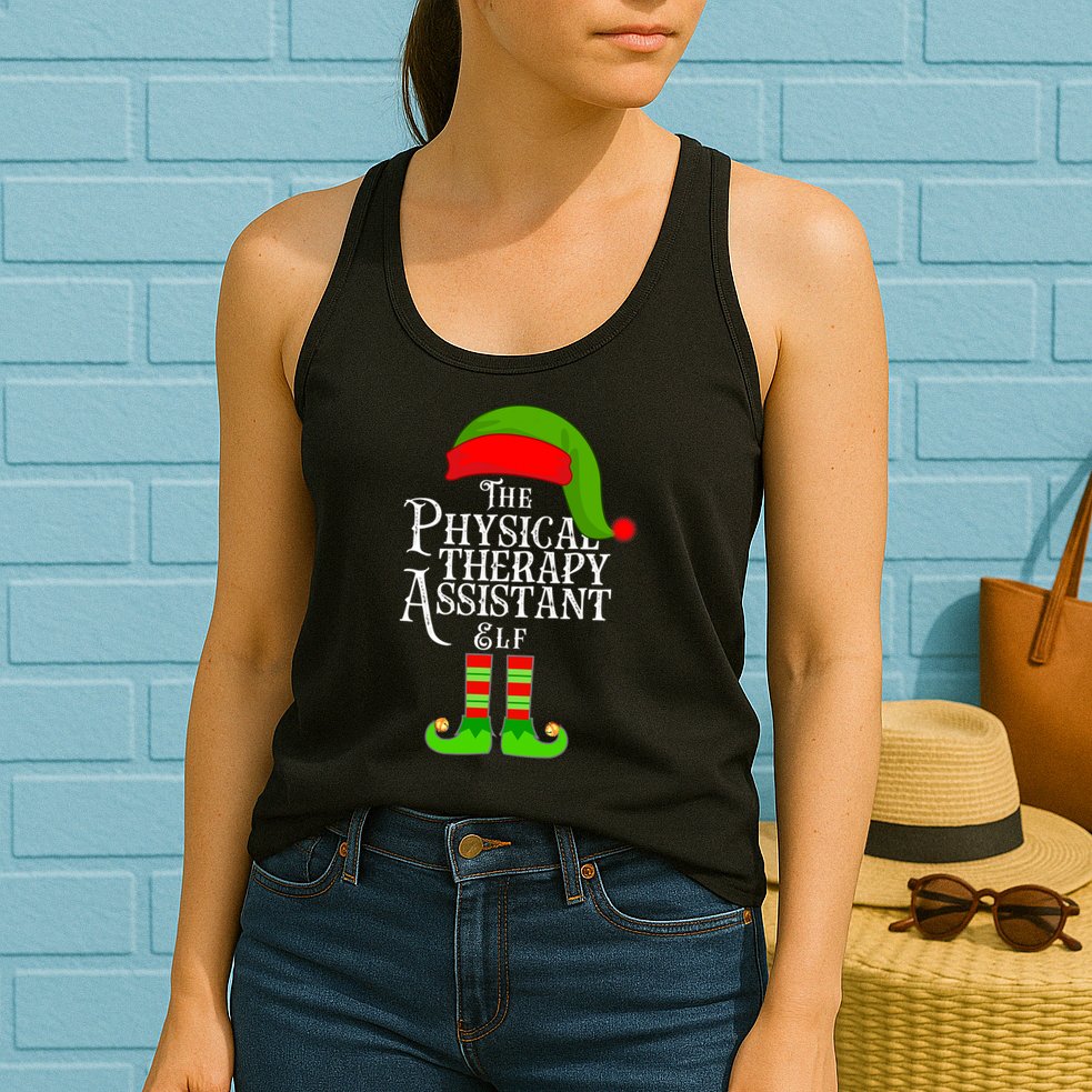 Funny Christmas The Physical Therapy Assistant Elf Womens Tank Top