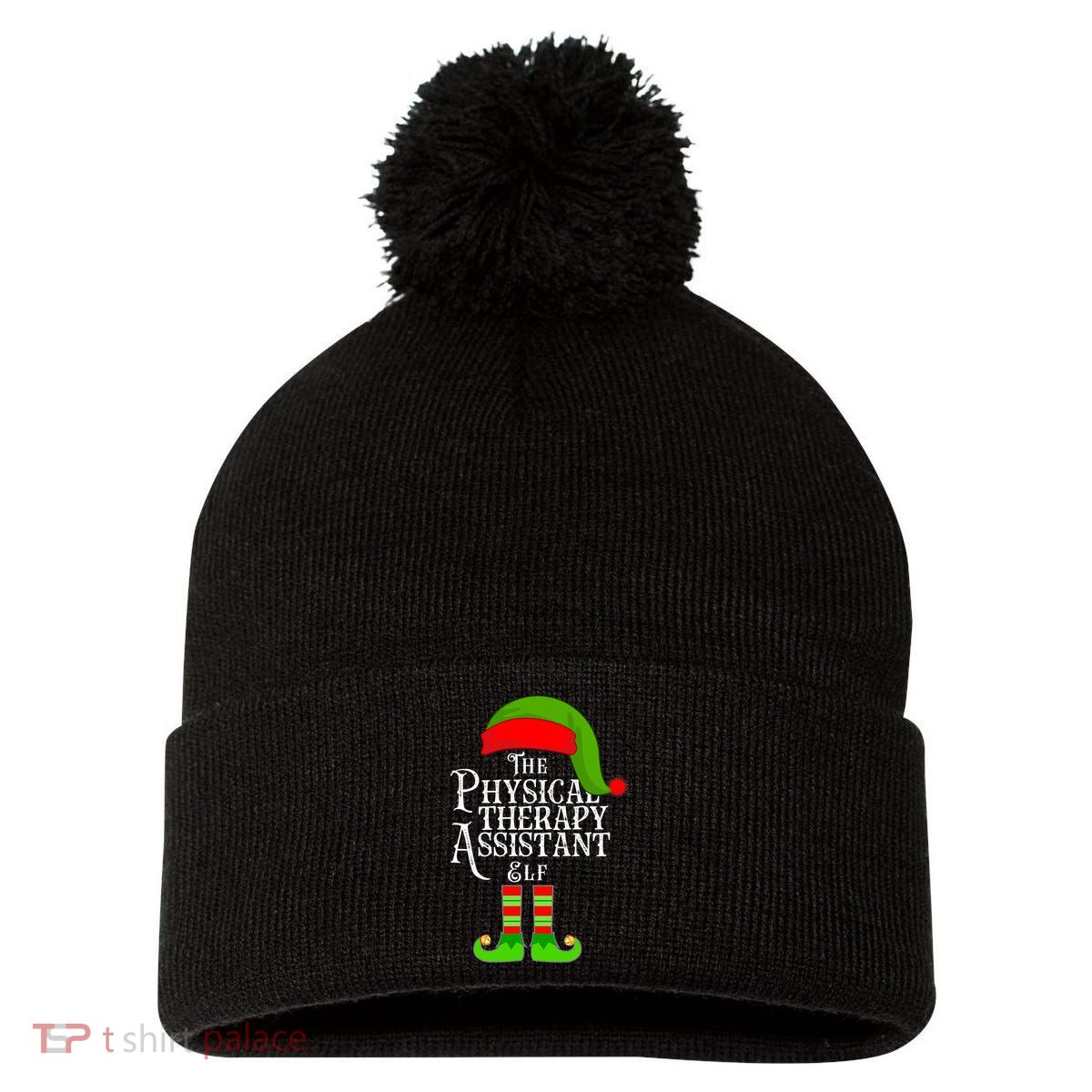 Funny Christmas The Physical Therapy Assistant Elf Pom Pom 12in Knit Beanie