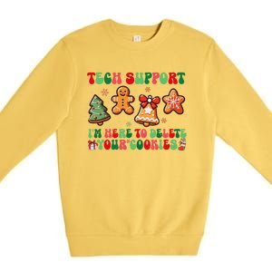 Funny Christmas Techsupport Here To Delete Cookies Xmas Premium Crewneck Sweatshirt