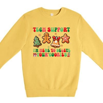 Funny Christmas Techsupport Here To Delete Cookies Xmas Premium Crewneck Sweatshirt